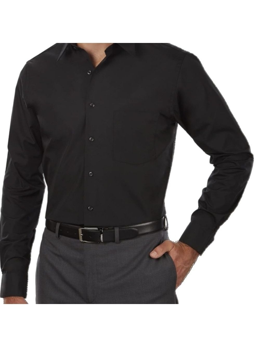 Van Heusen Black  Men's Big Fit  Wrinkle Free Dress Shirt Size 18 1/2